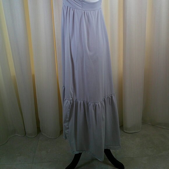 Zara Light Blue Empire Maxi Dress - Tiered Skirt, Size M - Picture 4 of 8